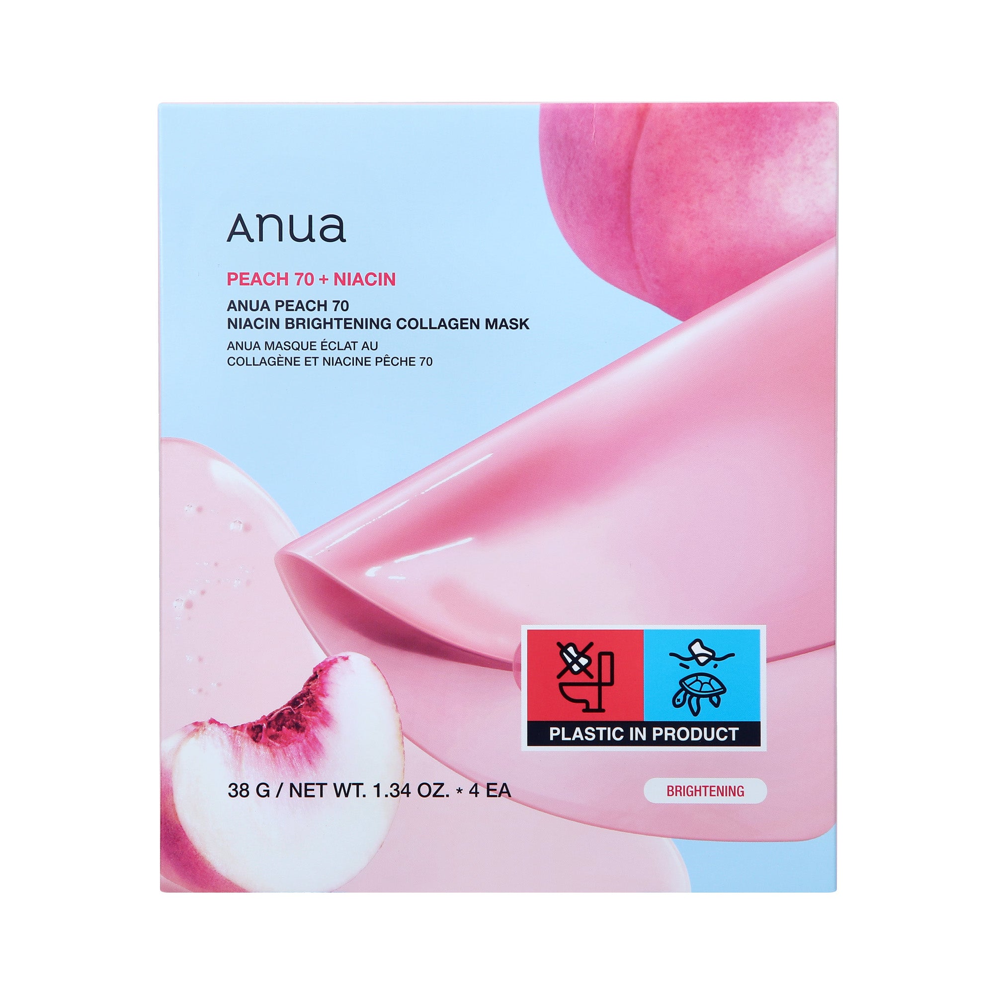 ANUA PEACH 70+ NIACIN BRIGHTENING COLLAGEN MASK Rozjaśniające maski hydrożelowe z kolagenem i niacynamidem 4x38 g #2