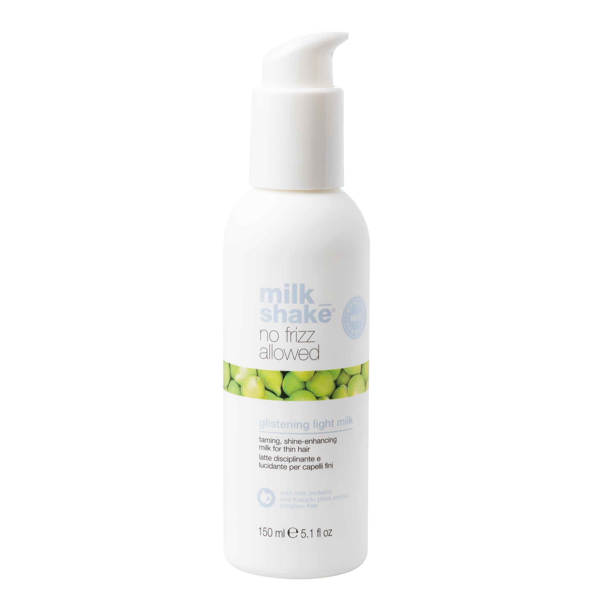 MILK SHAKE NO FRIZZ ALLOWED GLISTENING LIGHT MILK Latte leggero lucidante per capelli fini 150 ml