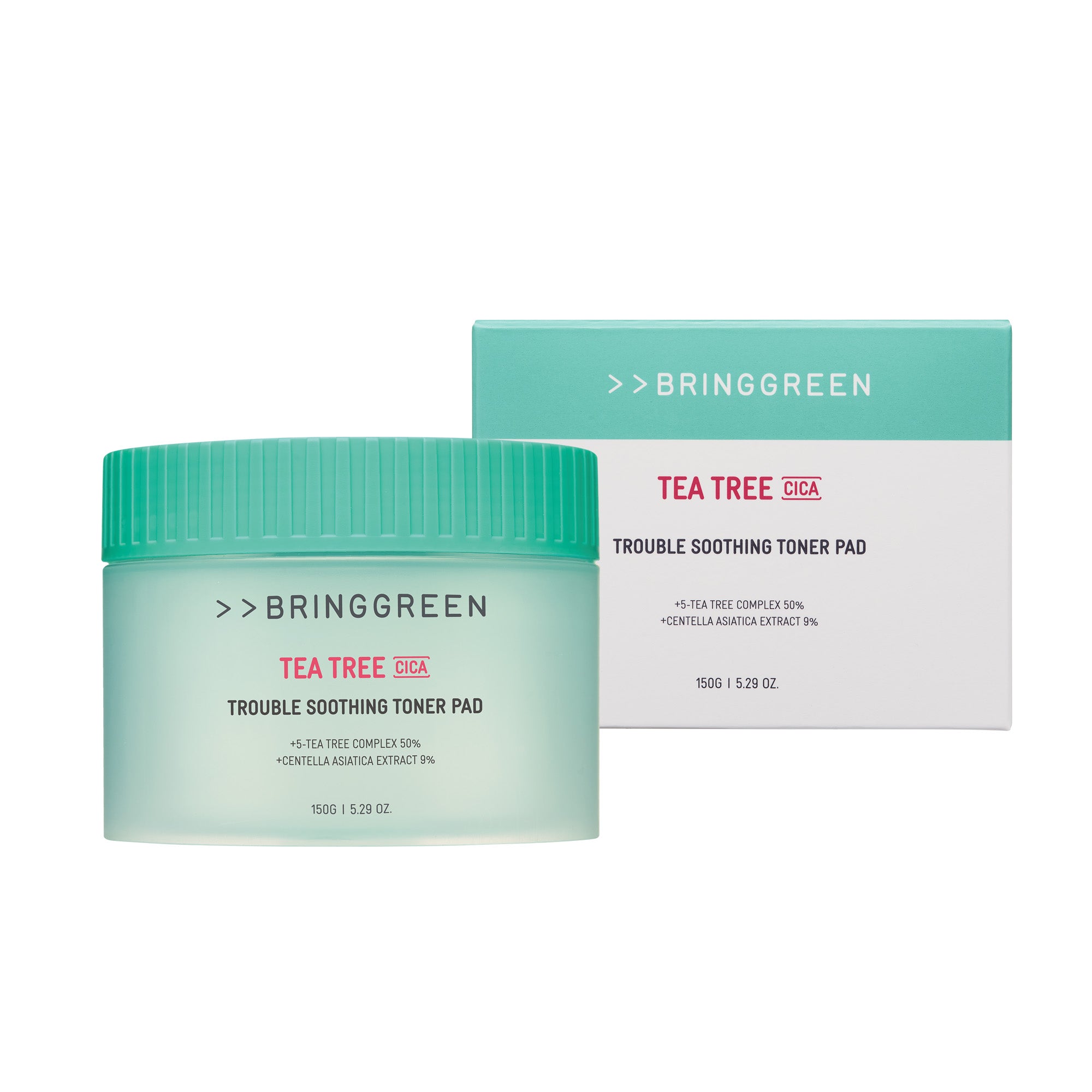 BRINGGREEN Tampons Toniques Apaisants à l'Arbre à Thé et au Cica – Tampons tonifiants apaisants à l'arbre à thé et au cica, 90 pièces.