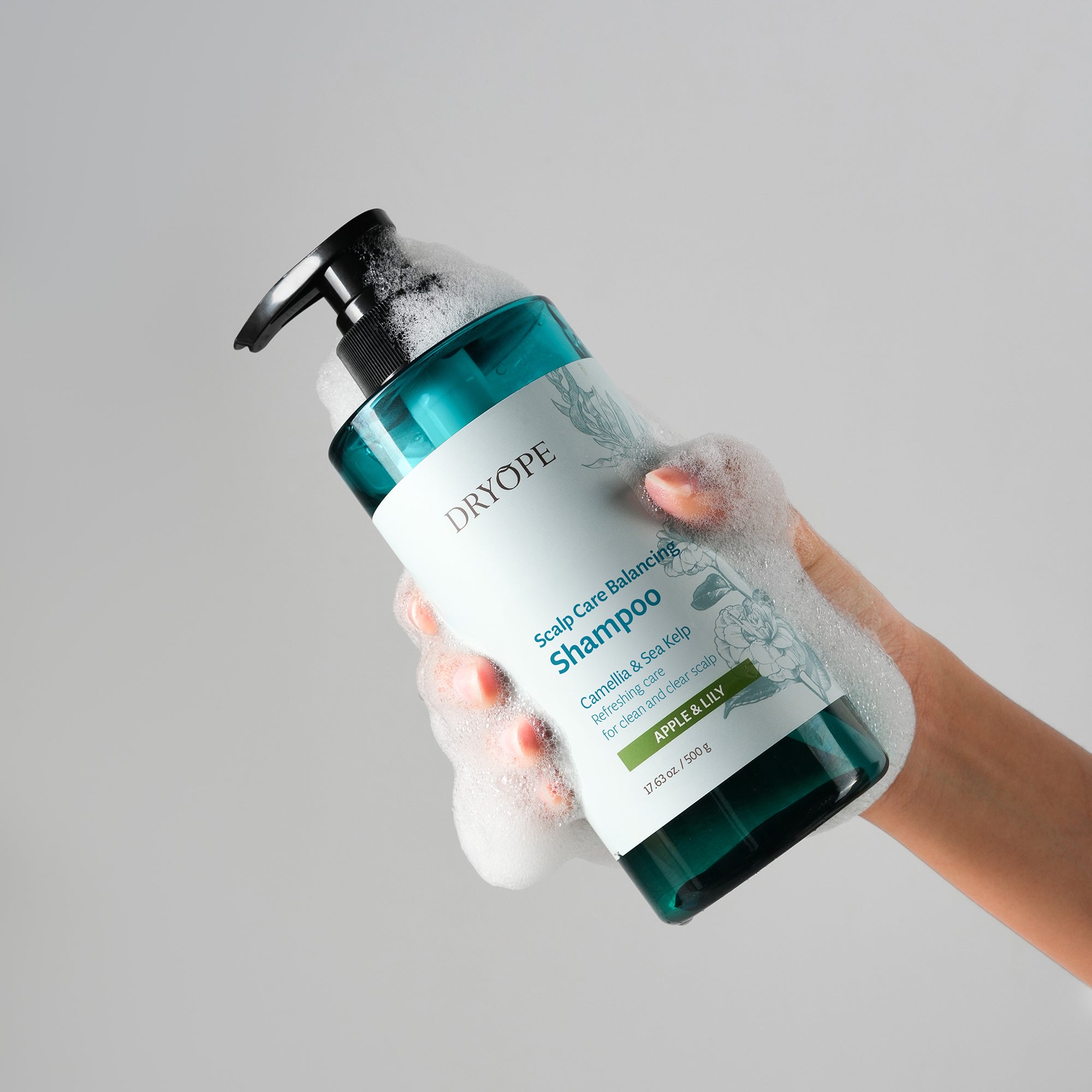 DRYOPE SCALP Care Balancing Veganský čistící a zklidňující šampon pro péči o pokožku hlavy Apple & Lily 500 ml #2