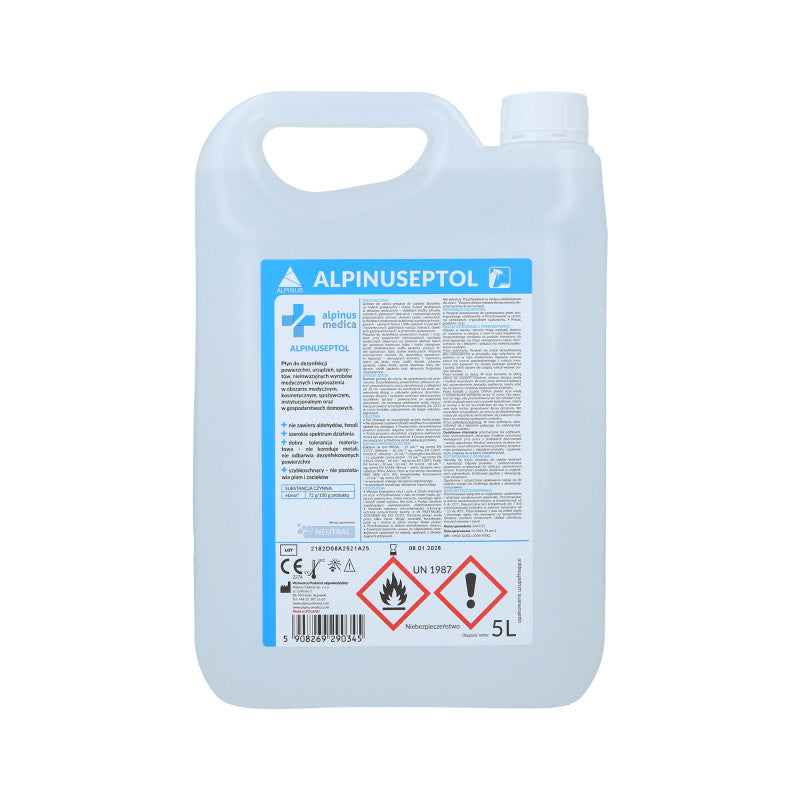 ALPINUS MEDICA ALPINUSEPTOL NEUTRAL Płyn do dezynfekcji powierzchni i wyposażenia salonów kosmetycznych i medycznych 5000 ml