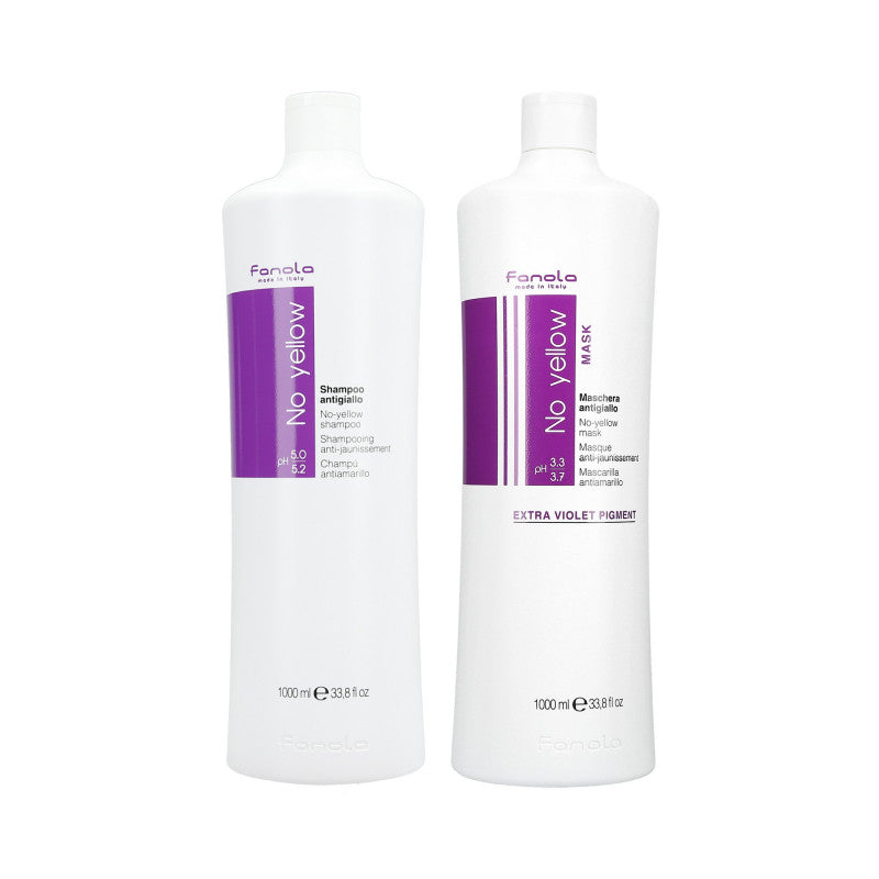 FANOLA NO YELLOW Set für blondes Haar Shampoo 1000ml+Maske 1000ml
