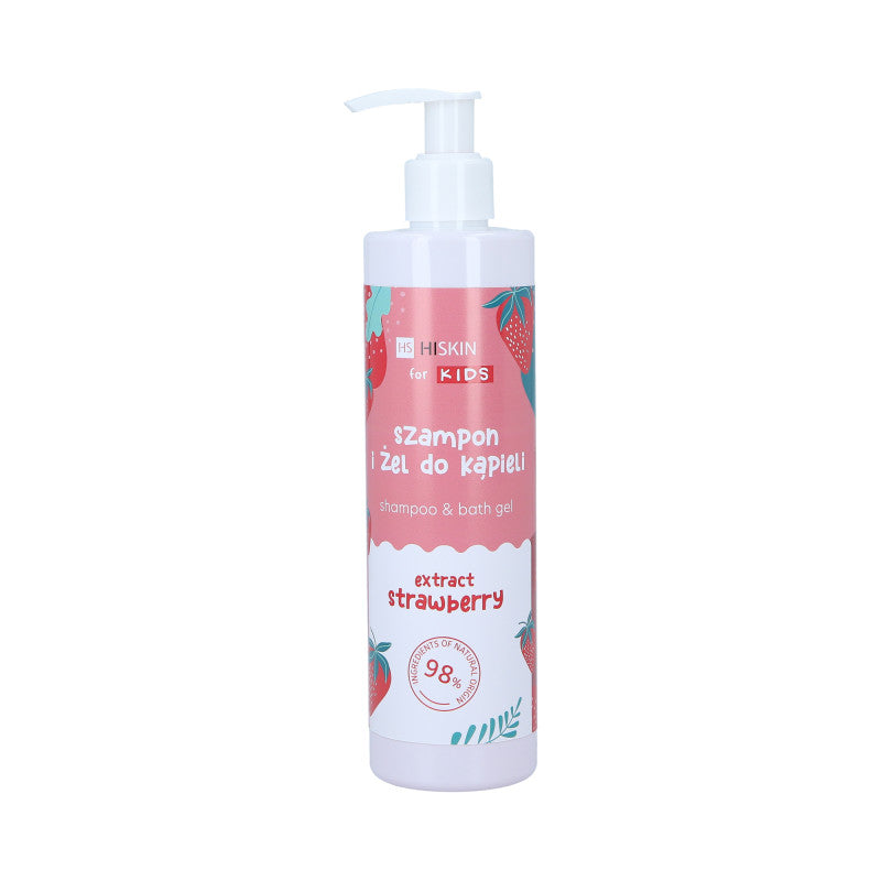 HISKIN FOR KIDS 2IN1 STRAWBERRY RASPBERRY Shampoing et gel 2en1 pour enfants au parfum de fraises et de framboises 280ml