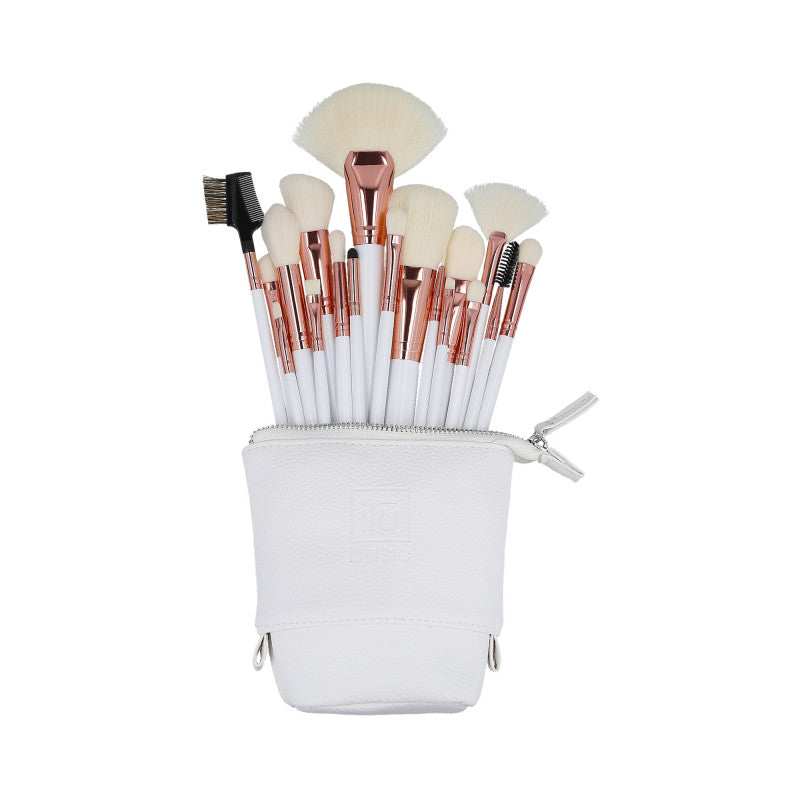 ilū basic Set de 18 pinceaux maquillage + étui, Blanc
