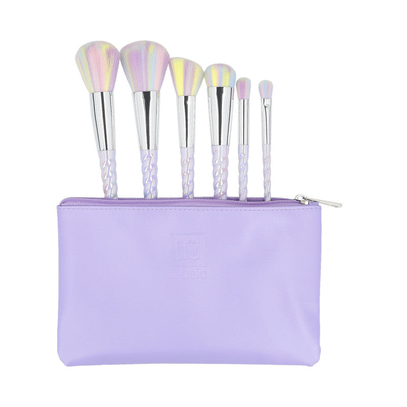ilū basic Set de 6 pinceaux à maquillage + pochette, Licorne