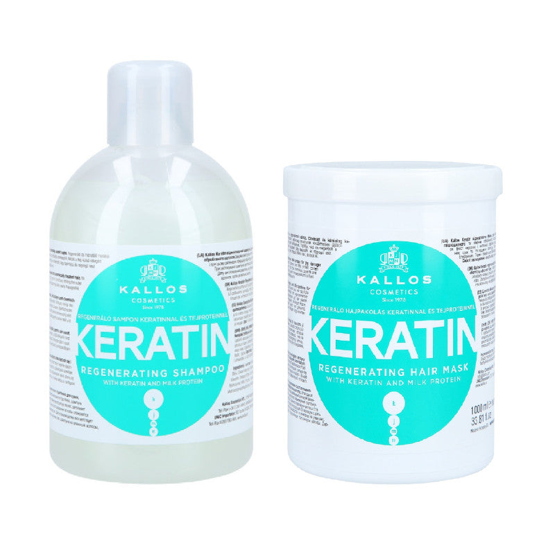 KALLOS KJMN Keratin posilující set šampon 1000ml + maska 1000ml