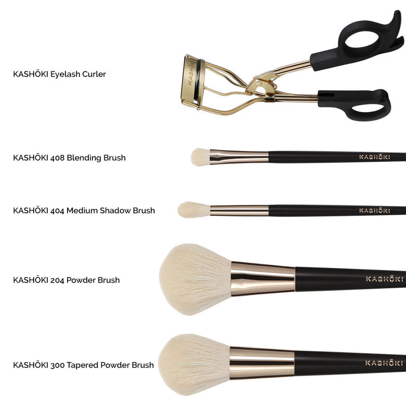 Kashōki ONIYURI 5 Teilig Makeup Pinsel Set Mit Wimpernzange  #3