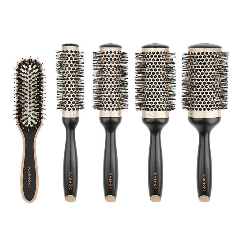 KASHŌKI Set mit 4 Stylingbürsten + 1 schmale Holzbürste