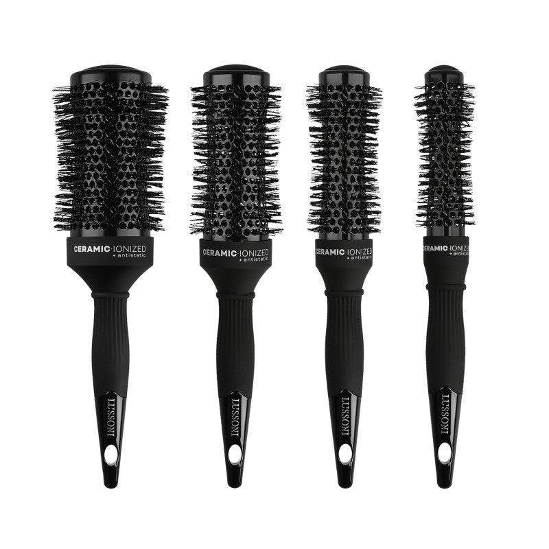 LUSSONI Hourglass Set de Brosses Rondes Professionnelles 4 Pcs