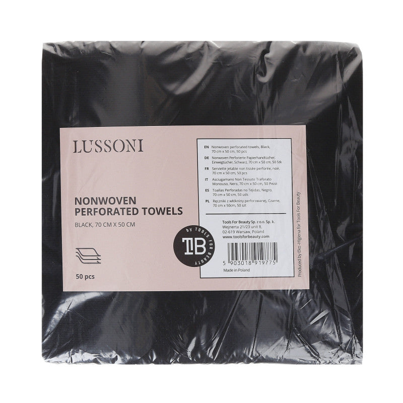 LUSSONI Serviette jetable non tissée perforée, noir, 70 cm x 50 cm, 50 pcs