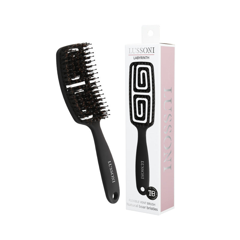 LUSSONI Labyrinth Brosse à Cheveux Flexible avec de Sanglier Naturels