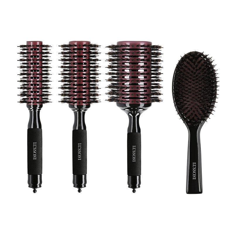 LUSSONI NATURAL STYLE Set mit 3 Stylingbürsten + 1 ovalen Holzbürste