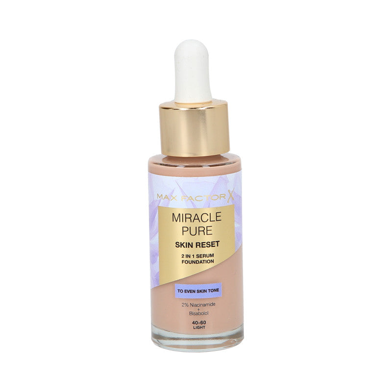 MAX FACTOR MIRACLE PURE SKIN RESET Podkład z zawartością odżywczego serum z niacynamidem 40-60 Light to Medium 30 ml