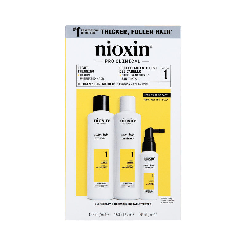 NIOXIN PRO CLINICAL 1 Coffret de soins capillaires en trois étapes pour cheveux naturels et légèrement clairsemés 2 x 150 ml + 50 ml #2