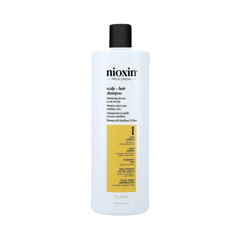 NIOXIN PRO CLINICAL 1 Shampoo Rinforzante per Capelli Naturali e Leggermente Diradati 1000 ml