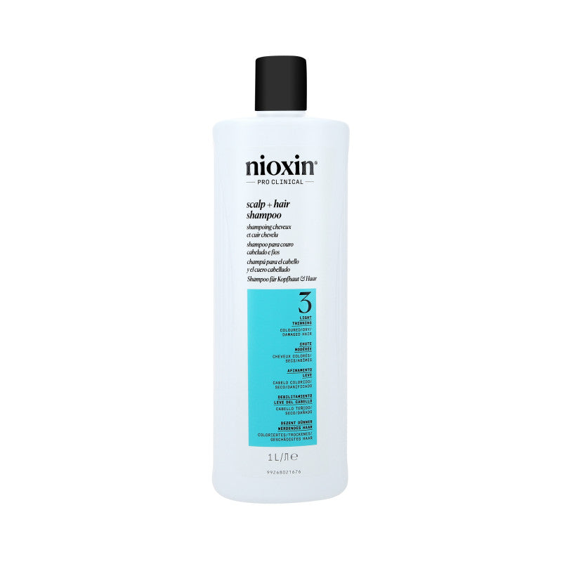 NIOXIN PRO CLINICAL 3 Shampoo Rinforzante per Capelli Colorati e Leggermente Diradati 1000 ml